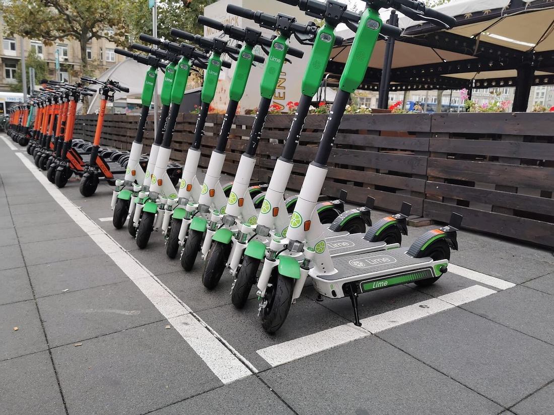 Line of E-Scooters