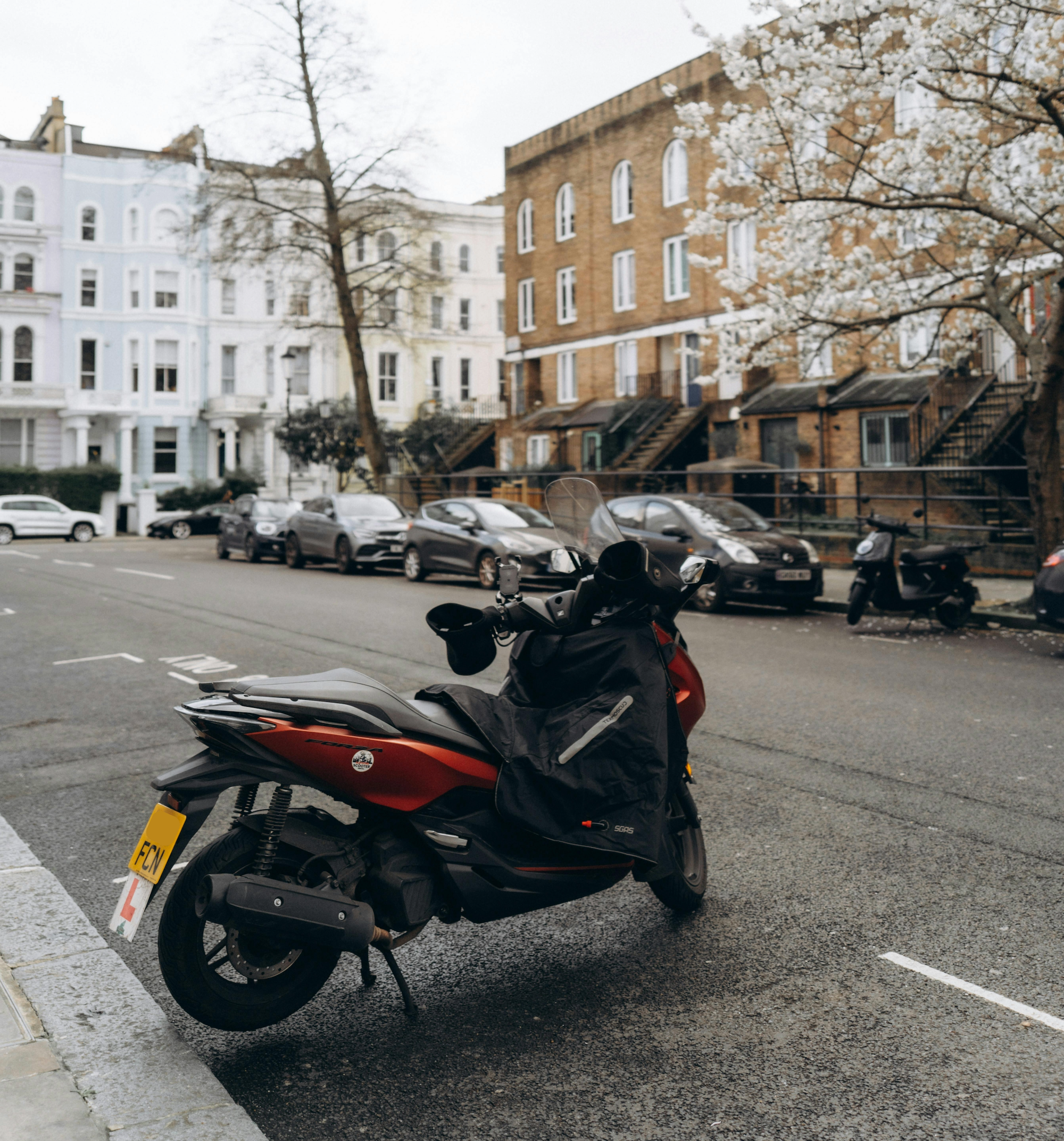 Motorcycle in solo parking bay in London